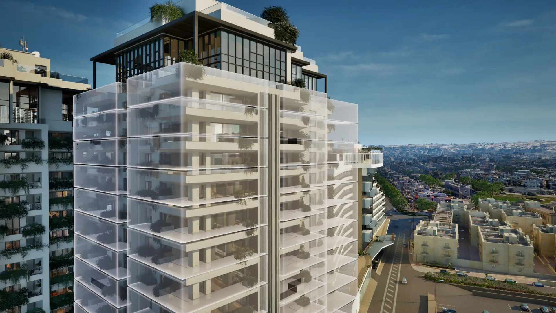 Close-Up of a Building Exterior with a Selection Tool Overlay